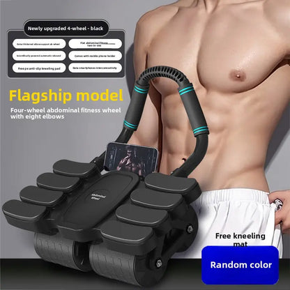 4-Wheel Abdominal Wheel Roller with Elbow Support and Phone Holder, Core Training Ab Roller for Men and Women, Ab Roller Wheel