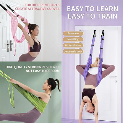 Ladies Aerial Yoga Stretch Band - Heavy Duty Resistance Band for Waist, Back and Leg Training, Pilates and Fitness Workouts Yoga Equipment Premium Elastic Band