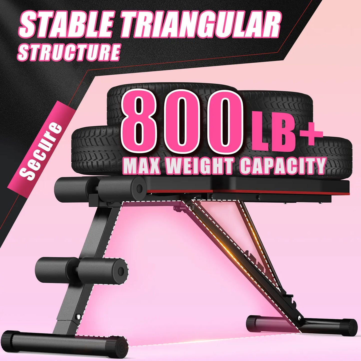 Weight Bench Press, Strength Training Adjustable Workout Benches for Full Body, Gym Benches for Incline Decline Exercise Fitness Equipment
