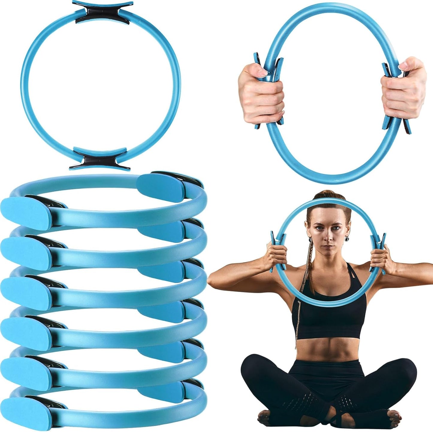 Pilates Ring 11. 81 Inch Pilates Circle Yoga Ring Magic Lightweight Flexible Workout Equipment for Fitness Physical Therapy Resistance Exercise Arms Legs