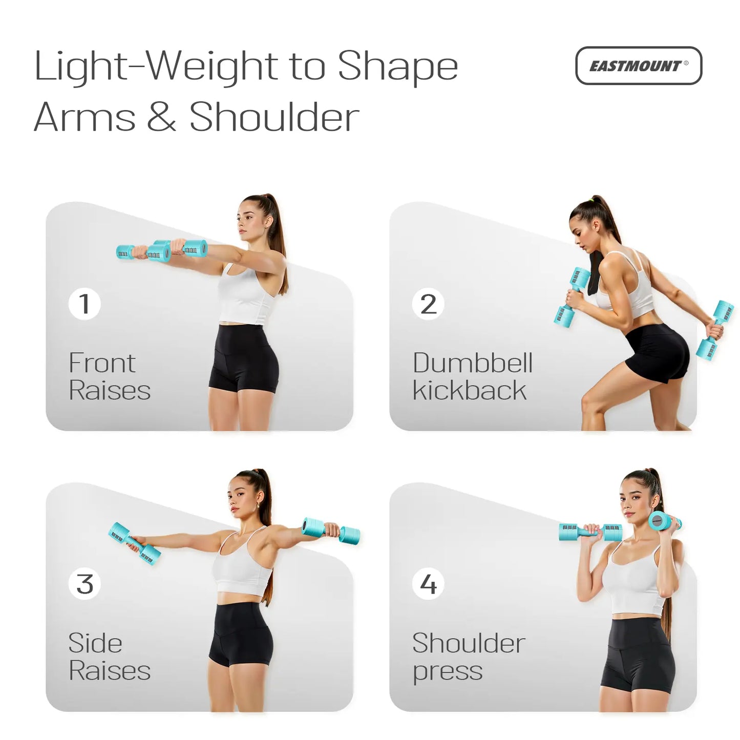 EAST MOUNT Adjustable Dumbbells Set of 2 (5 Lbs Total), 6-In-1 Women'S Non-Slip Handle Body Weights with 1-Second Lock for Home-Gym & Office Use, Fast Adjust Free Weights That Maintains a Firm Grip & Improves Physical Fitness, One-Second Lock