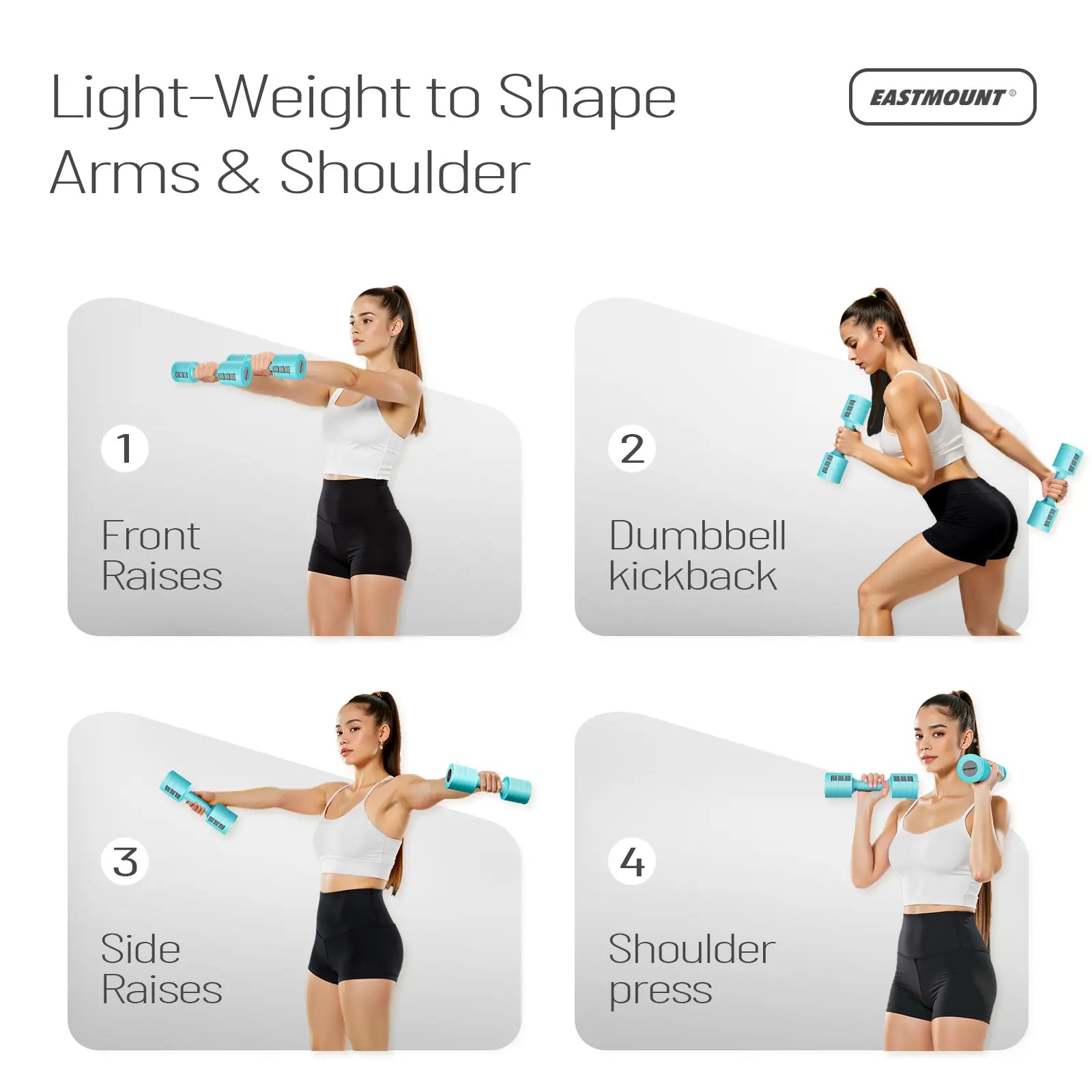 EAST MOUNT Adjustable Dumbbells Set of 2 (5 Lbs Total), 6-In-1 Women'S Non-Slip Handle Body Weights with 1-Second Lock for Home-Gym & Office Use, Fast Adjust Free Weights That Maintains a Firm Grip & Improves Physical Fitness, One-Second Lock