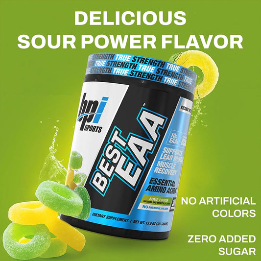 Essential Amino Acids EAA Powder - Pre, Intra & Post Workout Drink, EAA + BCAA + Hydration, Sour Power, 30 Servings