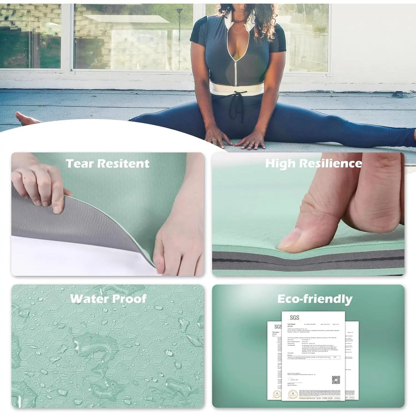 Yoga Mat Non Slip, Pilates Fitness Mats, , Anti- 1/4" Thick Yoga Mats for Women, Exercise Mats for Home Workout with Carrying Sling and Storage Bag