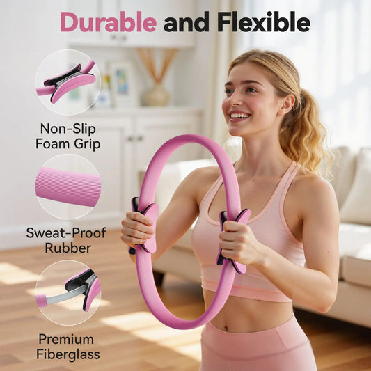 FED Fitness Feierdun Series PR1 Pilates Ring - Durable Fiberglass Ring with Nonslip Foam Grips for Full-Body Toning, Compact Fitness Circle for Abs, Core Alignment & Home Workouts, Abs at Home