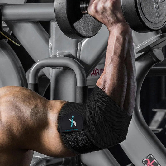 Premium Elbow Wraps for Weightlifting, 1 Pair Powerlifting Gym Workout, Elastic Sport Band, Elbow Support and Guard for Bench Press, Fitness Exercise Accessories, Strength Training Accessory, Fitness Training Straps