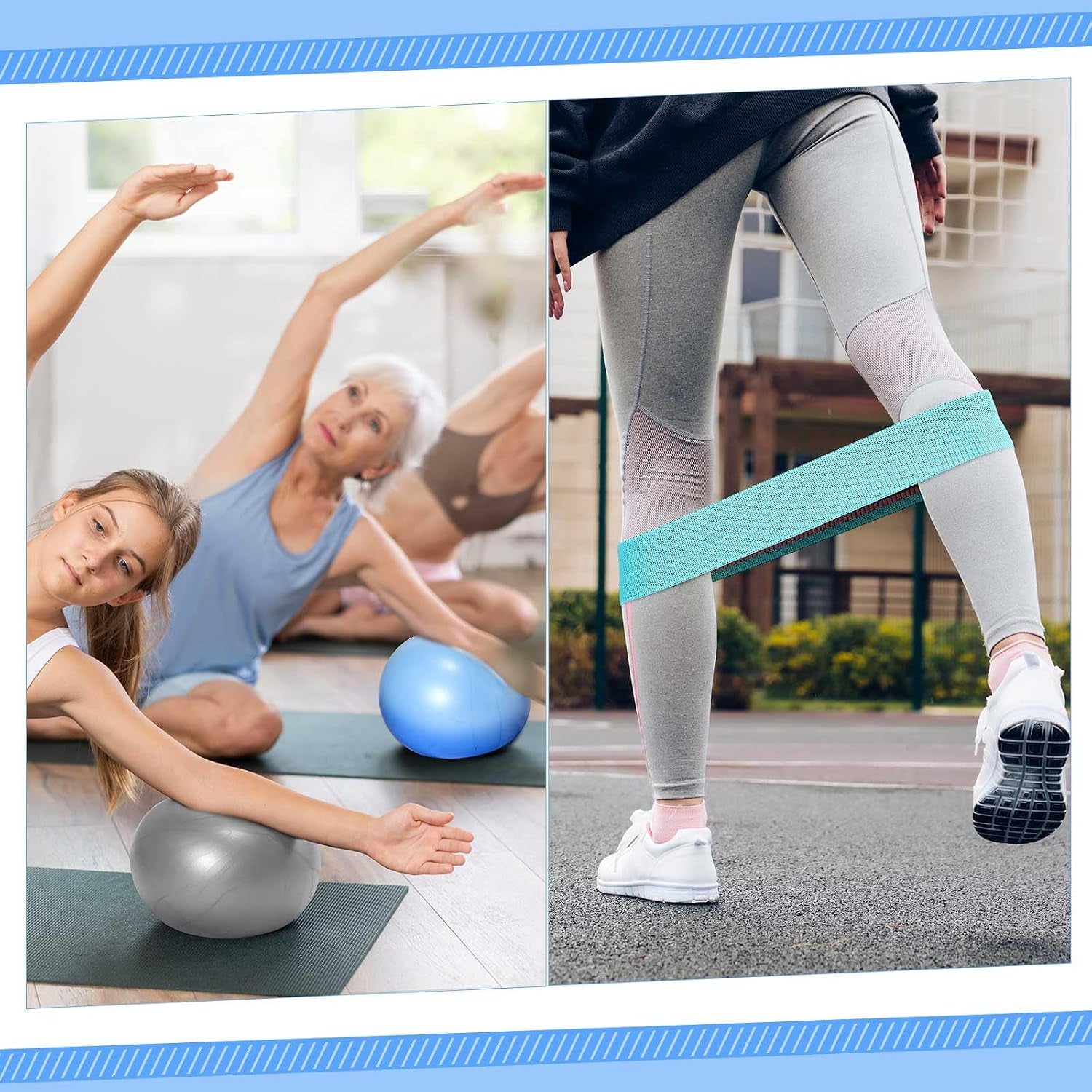 Pilates Equipment Kit for Home Workout Pilates Ring and Ball Set for Women 12'' Circle Yoga Fitness Essentials Kit with Resistance Bands, Yoga Strap, Socks,Bag