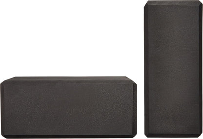 Non-Slip Yoga Blocks, Set of 2, Deepen Poses, 4" X 9" X 6", Black