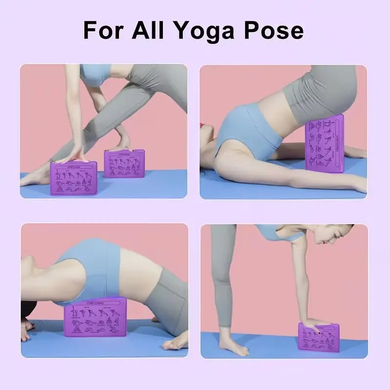 2Pcs Yoga Blocks with Pose Guide, Soft Non-Slip Design, Ideal for Yoga, Meditation, Pilates, Enhances Flexibility, Durable High-Density Bricks, Yoga Equipment