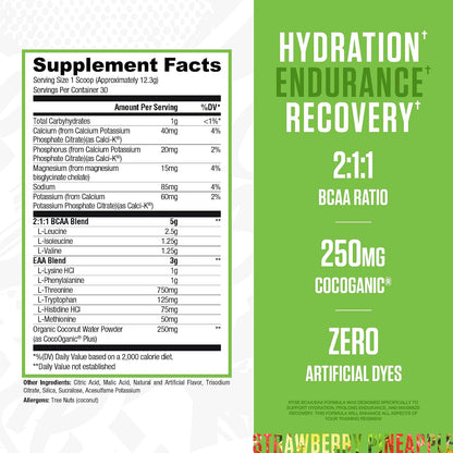 RYSE BCAA EAA Powder - Strawberry Pineapple - 5G Branched Chain Amino Acids, 3G Essential Aminos, Sugar-Free Electrolytes for Pre & Post Workout Muscle Recovery, Hydration and Strength - 30 Servings