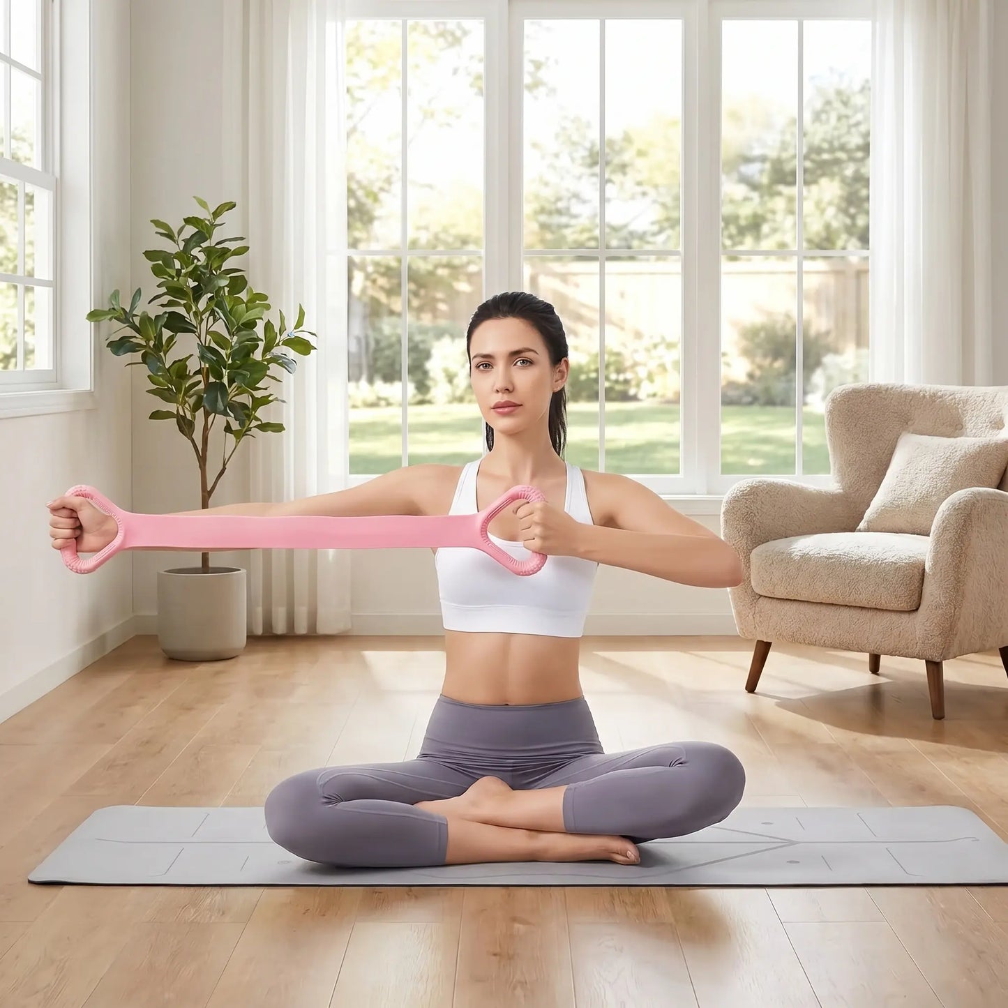 25 Lbs Resist Unisex Elastic Fabric 8-Shaped Resistance Training Band with Grip Handles, Stretch Bands for Exercise, Portable At-Home Strength Conditioning Gym Gear for Adults
