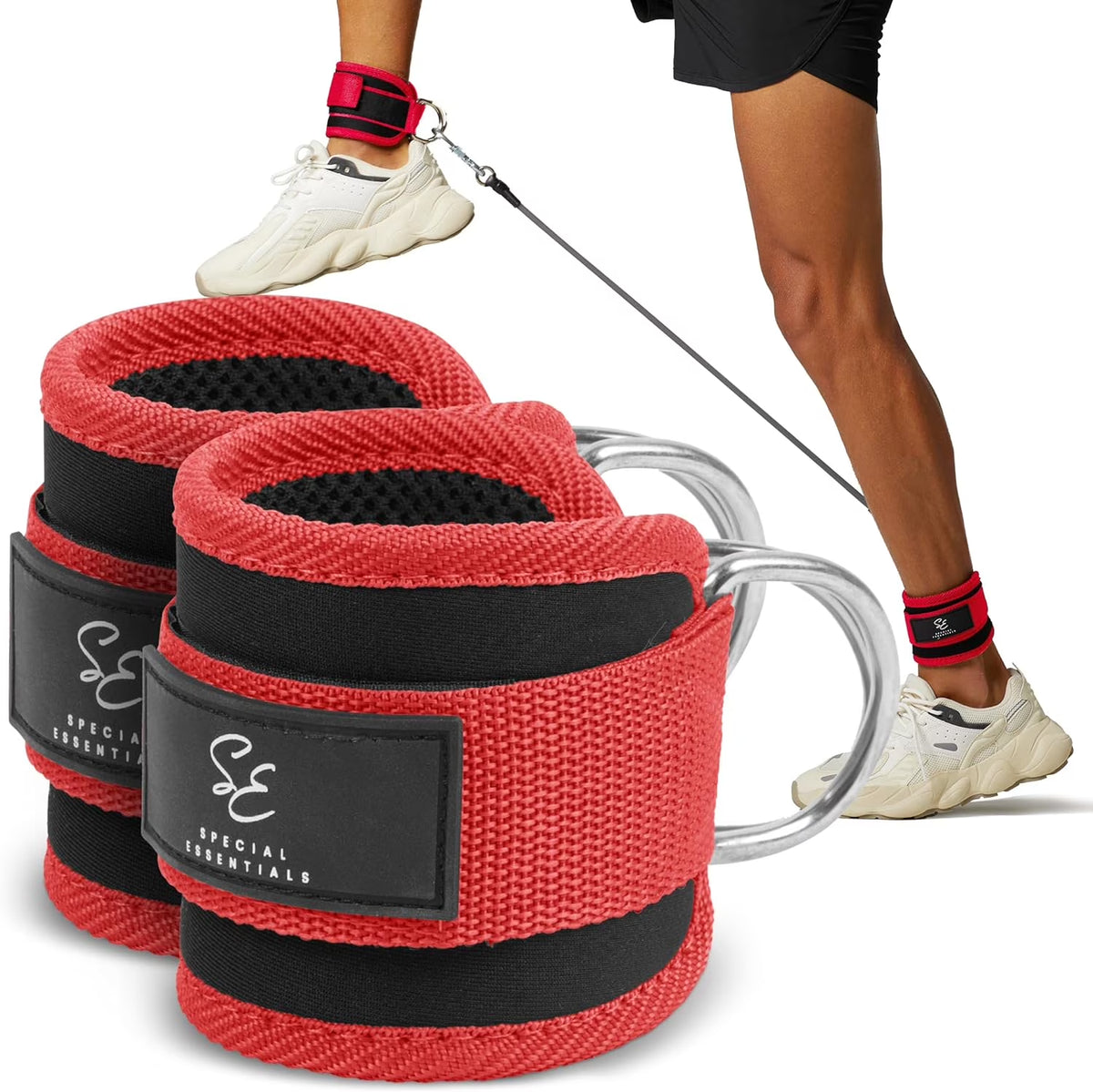 Ankle Strap for Cable Machine and Resistance Bands Premium Neoprene Gym and Workout Kickback Ankle Cuffs with Adjustable Strap for Enhanced Leg and Glute Exercises