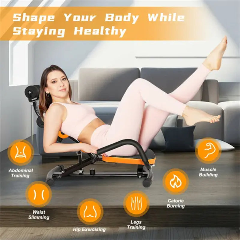 Rockraf Adjustable Ab Twister Trainer - Heavy-Duty Steel Frame, Comfort Foam Cushion, 3 Height Levels for Core Strength & Muscle Training, Ideal for Home & Gym Use, Orange