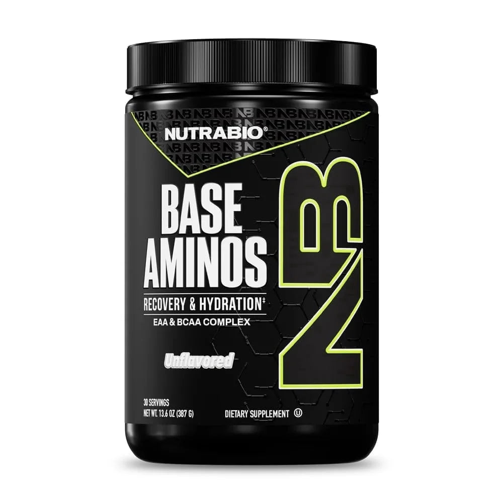 Base Aminos EAA + BCAA Powder –10G Essential Amino Acids Supplement, 6G 2:1:1 Bcaas, 2.8G Hydration Matrix with Electrolytes & Absorption Enhancer Astragin® – 30 Servings- Unflavored