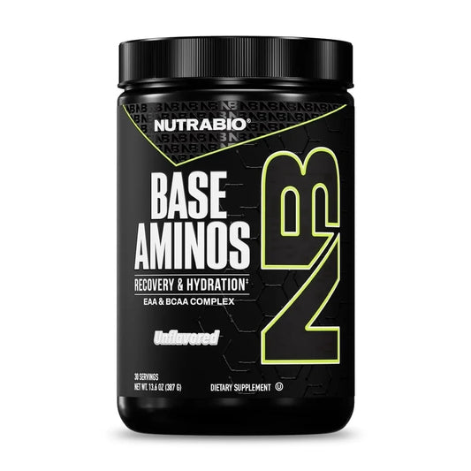 Base Aminos EAA + BCAA Powder –10G Essential Amino Acids Supplement, 6G 2:1:1 Bcaas, 2.8G Hydration Matrix with Electrolytes & Absorption Enhancer Astragin® – 30 Servings- Unflavored