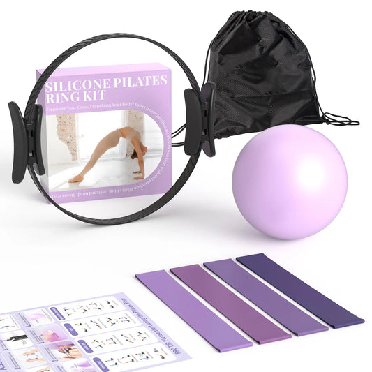 Pilates Circle Set with Yoga Ball and Resistance Bands, Essential Fitness Equipment for Home Workouts, Body Stretching Exercises, and Postpartum Recovery Tiktokshopbacktoschool