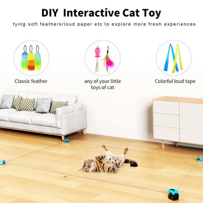 Asfrost Automatic Hands-Free Cat Teaser Toy - Interactive Indoor Cat Accessory with Remote, Auto Function, Feather Clip, DIY String, Moving Mouse Lure, USB-C Rechargeable for Bored Kittens Bore