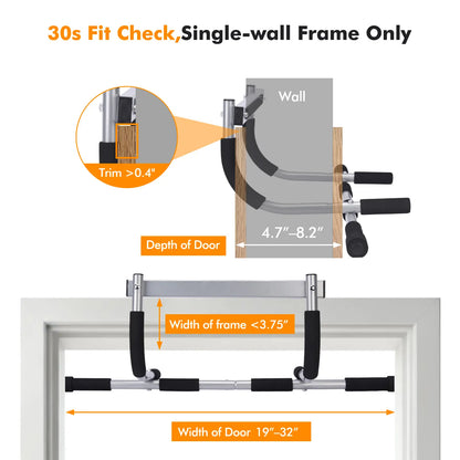 Pull up Bar for Doorway ,Thickened Steel Max Limit 440 Lbs Upper Body Fitness Workout Bar,Portable Strength Training Door Frame Pull-Up Bars,Door Workout Bar with Foam Grips for Home