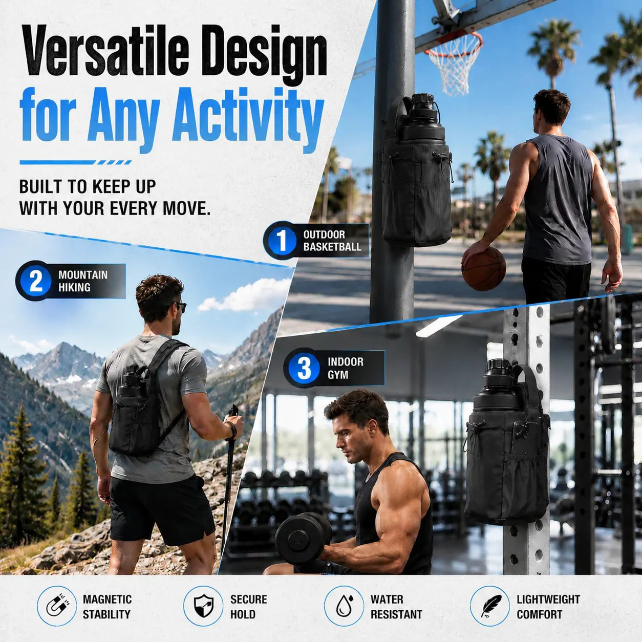 Crossbody Bag for Men and Women, Portable Sling Bag with Multi Pocket Storage Organizer, Waterproof Utility Pouch with Magnetic Closure, Compact Gym Workout Bag for Travel, Sports, Outdoor Activities and Everyday Carry Homeessentials