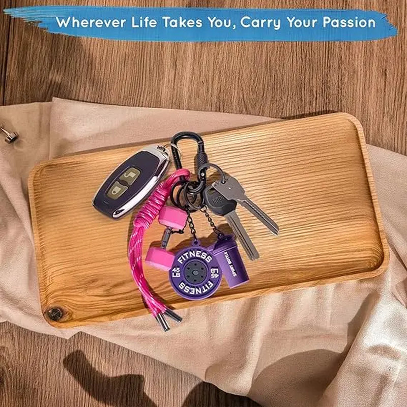 Unisex Cool Cute Matching Gym Keychain Set - Silicone Dumbbell, Kettlebell & Weight Plate Key Rings for Car Keys, Fashion Fitness Accessories for Bags, Keychain Cute