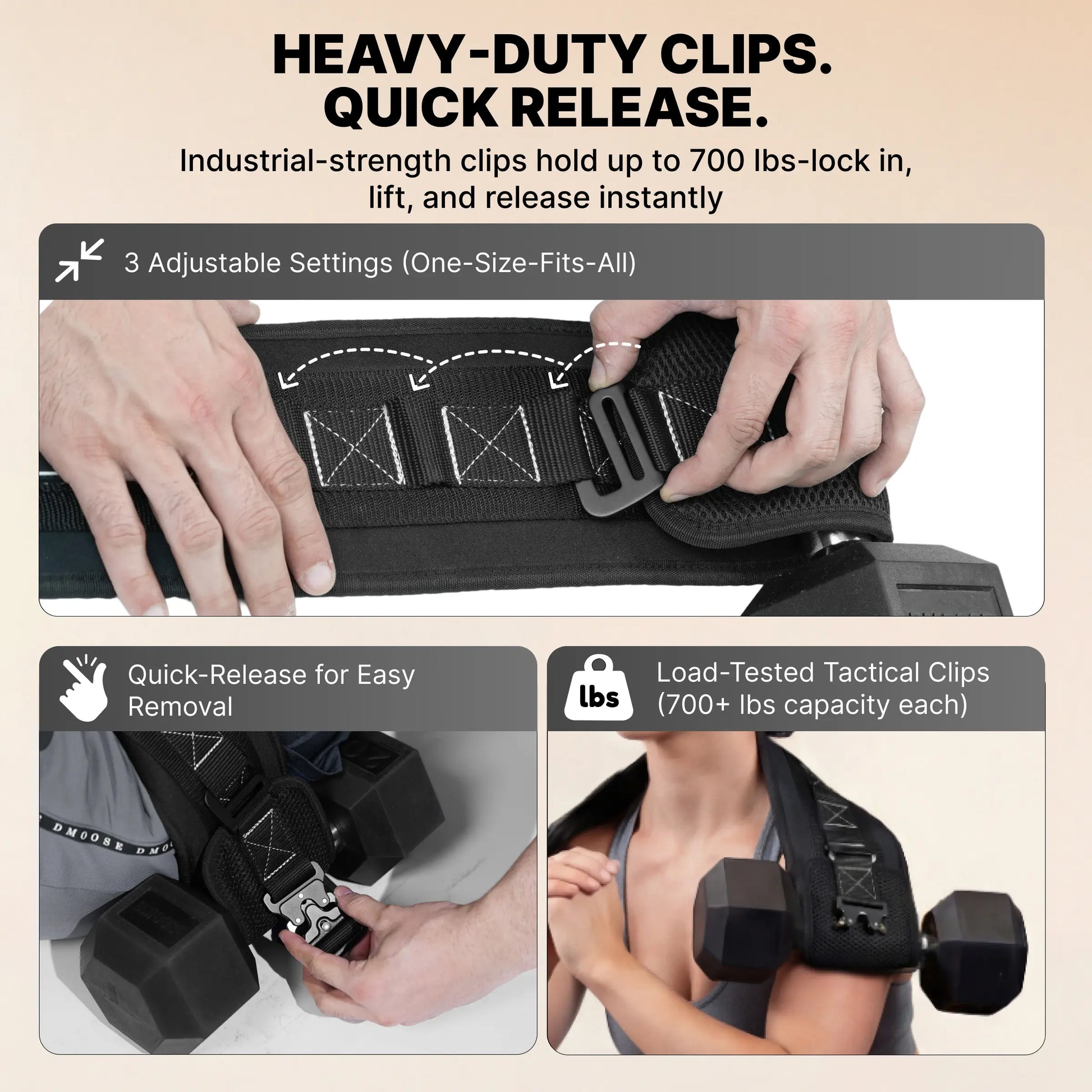 Dmoose Fitness Hip Thrust Belt for Home Workout & Weightlifting, Padded Nylon and Neoprene Strap with Adjustable Fit and Quick Release Clips, Nylon+Neoprene, Supporting Belts, Unisex