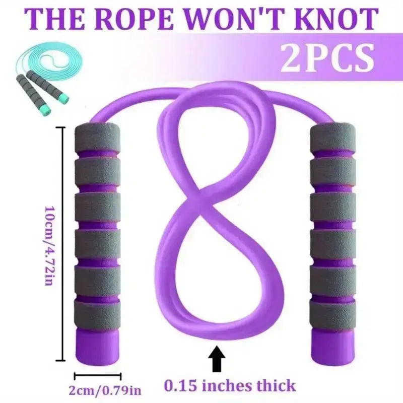 2-Pack Vibrant Adjustable Fitness Skipping Rope, Foam Grips for Comfortable Hold, At-Home Gym Equipment, Two-Pack