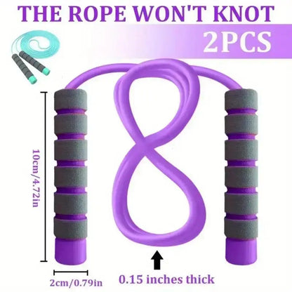 2-Pack Vibrant Adjustable Fitness Skipping Rope, Foam Grips for Comfortable Hold, At-Home Gym Equipment, Two-Pack