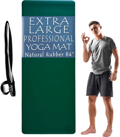 Hot Yoga Mat Non Slip-Professional Grade Natural Rubber Yoga Mat, Pliates Mat, Stretching Mat or Exercise Mats for Home Workout. Nonslip for Hot and Sweaty Classes. Includes Yoga Strap for Carrying and Stretching Too.