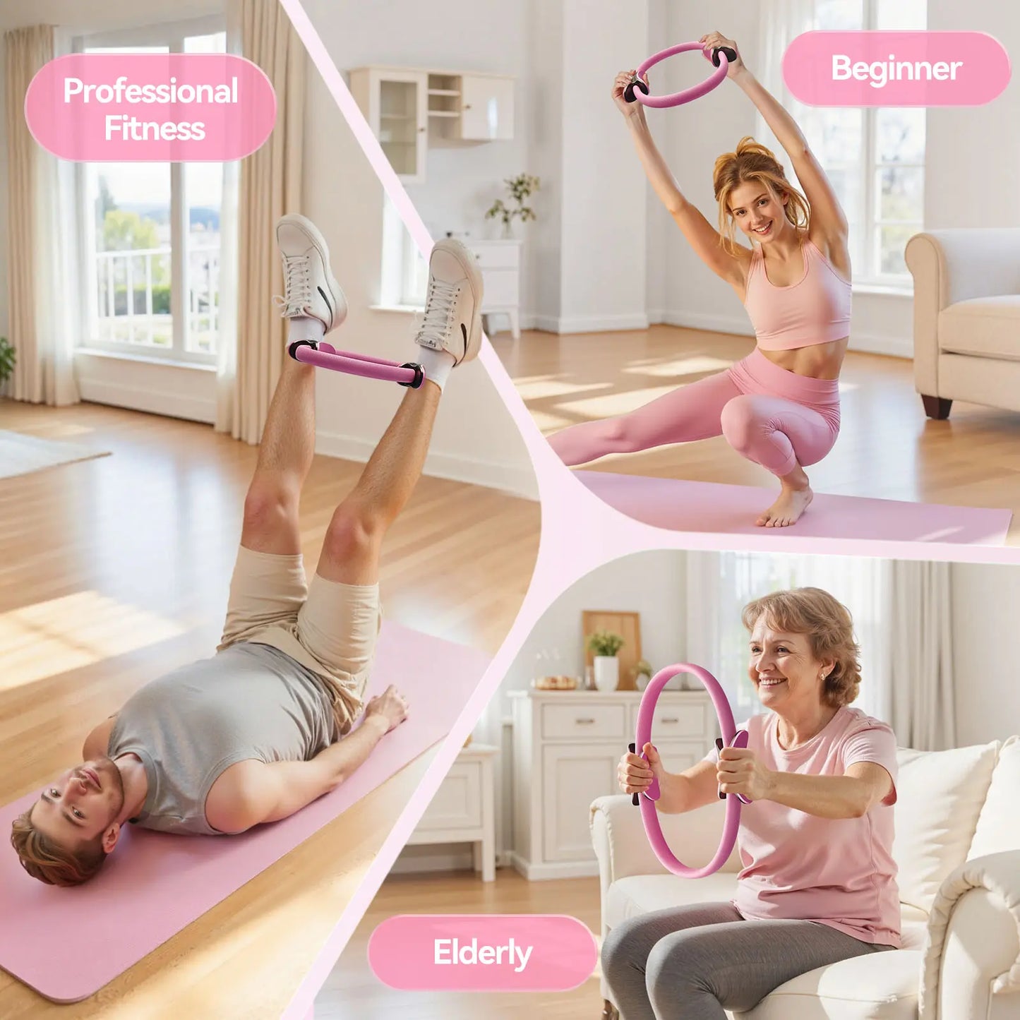 FED Fitness Feierdun Series PR1 Pilates Ring - Durable Fiberglass Ring with Nonslip Foam Grips for Full-Body Toning, Compact Fitness Circle for Abs, Core Alignment & Home Workouts, Abs at Home