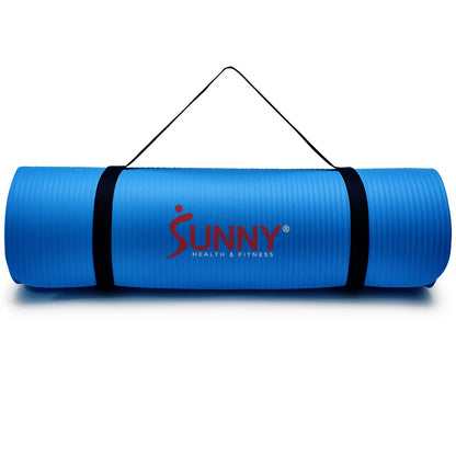 SUNNY 0.5" Thick Yoga Mat Home Gym Workout Fitness 74" X 24" Lightweight Portable Roll up Exercise Mat Non-Slip Textured Cushion Durable Tear Resistant Sweat and Water Resistant for Yoga Pilates Stretching Meditation Indoor and Outdoor Use