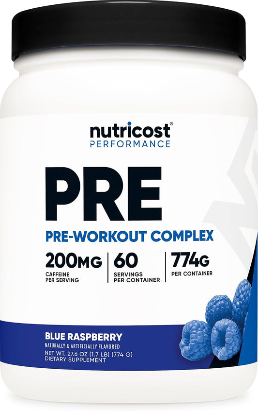 Pre-Workout Complex Powder (Blue Raspberry) 60 Servings | Pre-Workout Supplement with Beta-Alanine, Taurine and Amino Acids