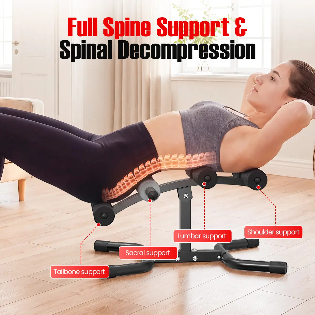 RELIFE REBUILD YOUR LIFE Mini Inversion Table, Unisex Abdominal Training Equipment for Home Gym, Compact Steel Frame Back & Glute Trainer with Foam Rollers, 330 LBS, Workout Machine, Home Abs Workout
