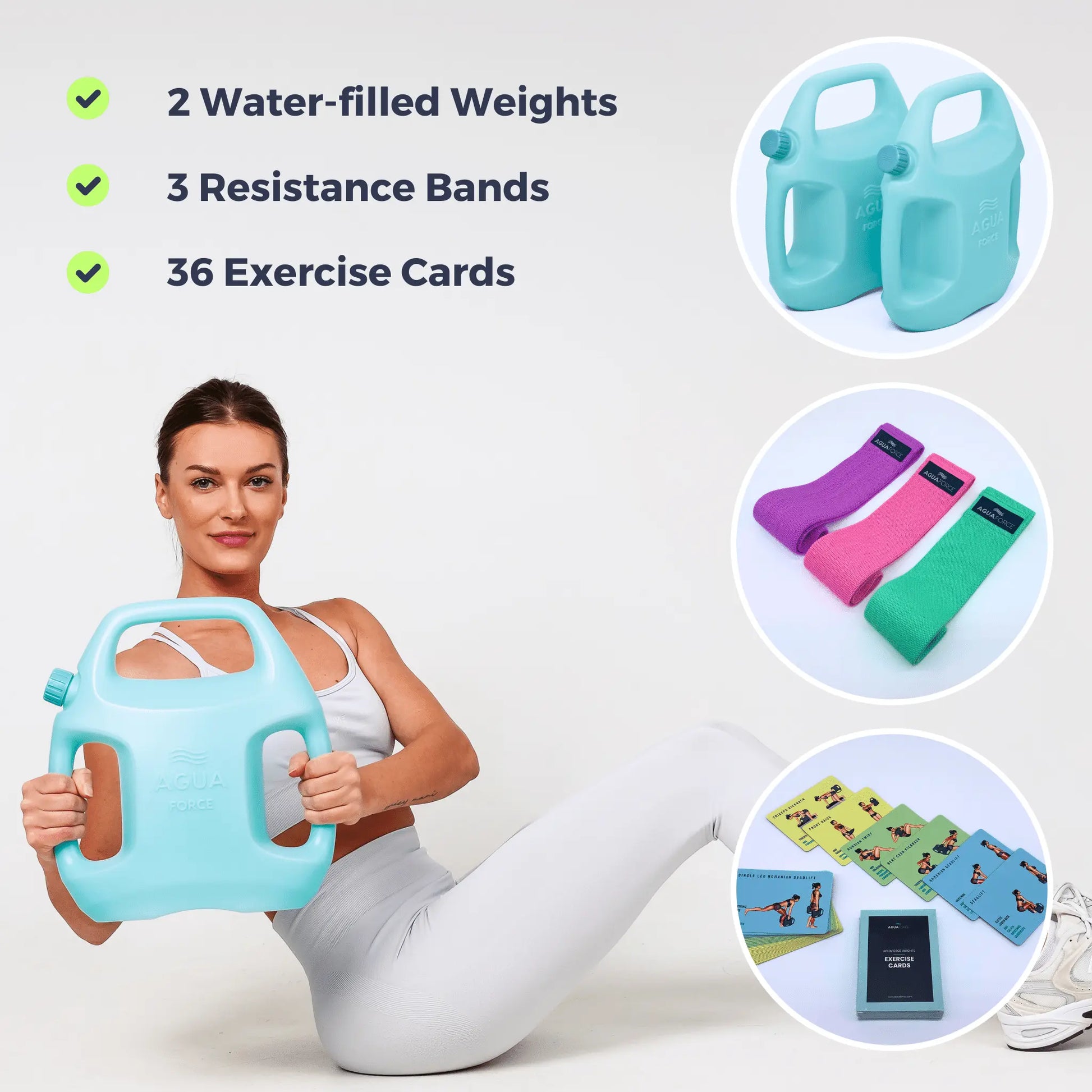 Aguaforce Adjustable Weights (2-11 Lbs): Water-Filled. Versatile Fitness Solution for Home and Travel Workouts. Set of 2 Weights.