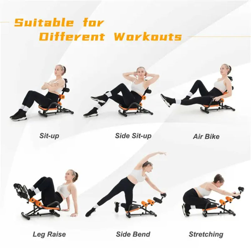 Rockraf Adjustable Ab Twister Trainer - Heavy-Duty Steel Frame, Comfort Foam Cushion, 3 Height Levels for Core Strength & Muscle Training, Ideal for Home & Gym Use, Orange