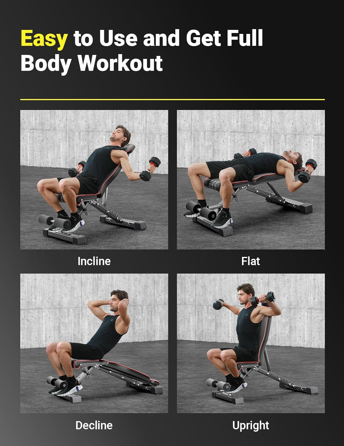Adjustable Weight Bench, Astm-Certified 827LBS