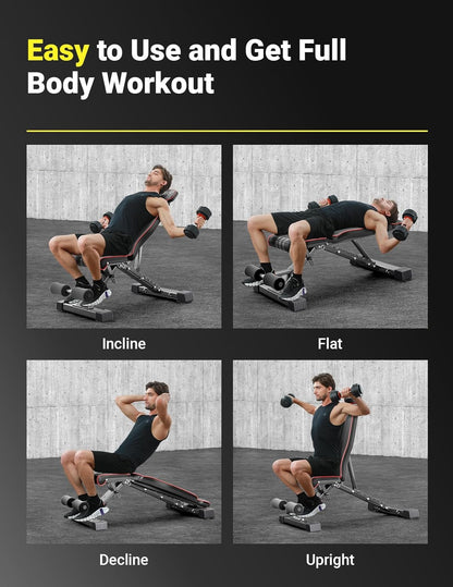 Adjustable Weight Bench, Astm-Certified 827LBS