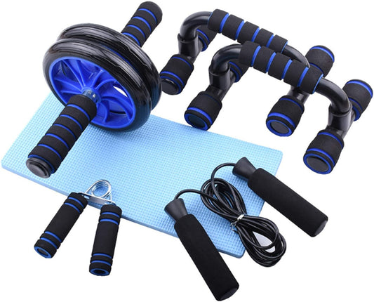 Ab Roller Kit, 5-In-1 with Knee Pads, Push-Up Bars & Jump Rope