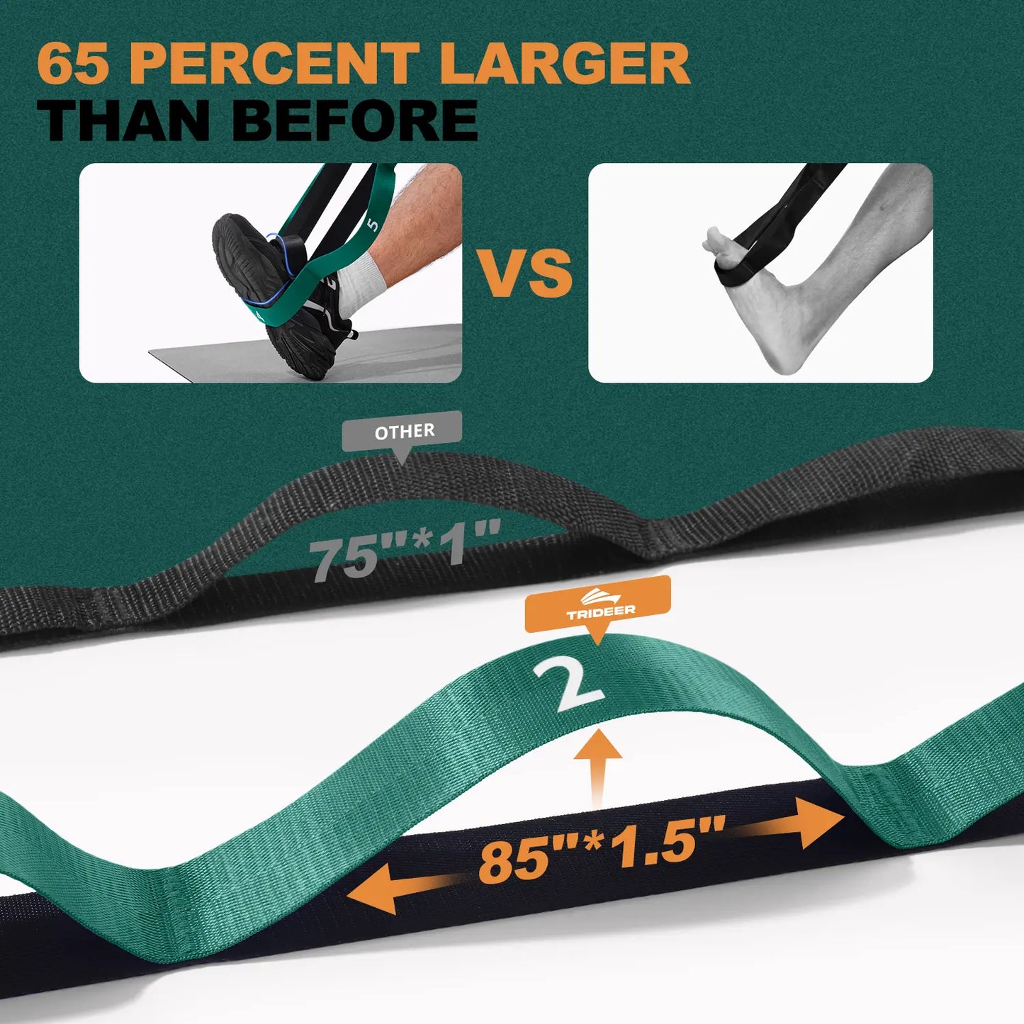 Trideer Stretching Strap for Physical Therapy, Non-Elastic Yoga Strap with 10 Loops, Durable Nylon Stretch Bands for Rehabilitation, Exercise, Pilates, Leg Stretcher with Training Manual and Poster