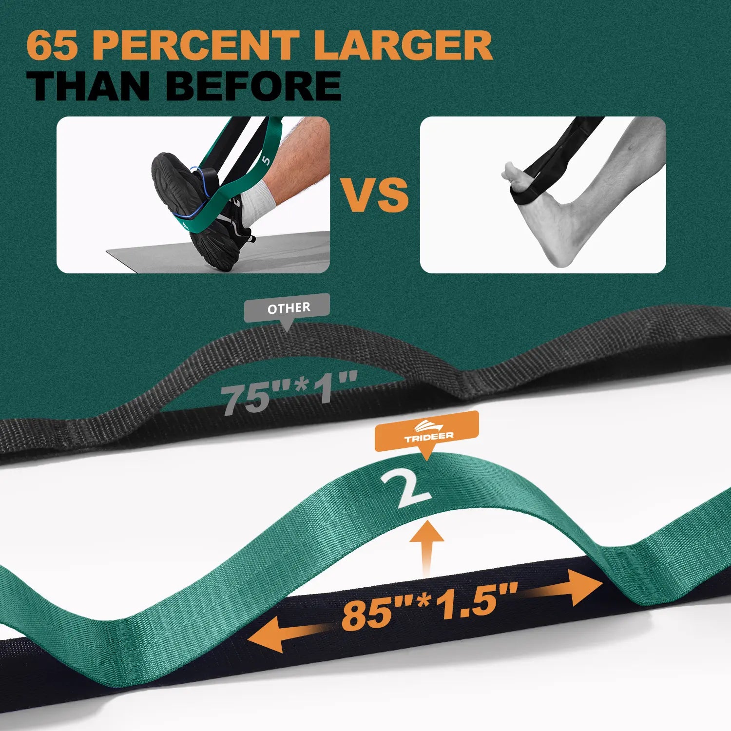 Trideer Stretching Strap for Physical Therapy, Non-Elastic Yoga Strap with 10 Loops, Durable Nylon Stretch Bands for Rehabilitation, Exercise, Pilates, Leg Stretcher with Training Manual and Poster