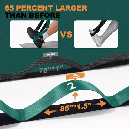 Trideer Stretching Strap for Physical Therapy, Non-Elastic Yoga Strap with 10 Loops, Durable Nylon Stretch Bands for Rehabilitation, Exercise, Pilates, Leg Stretcher with Training Manual and Poster
