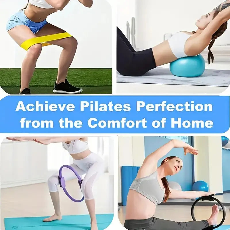 8Pcs Premium Yoga Pilates Set - Non-Slip Exercise Rings, TPE Durable Elastic Sport Bands, At-Home Gym Equipment for Resistance Band Workout, Flexibility & Strength Training Shaping, Fitness Bands