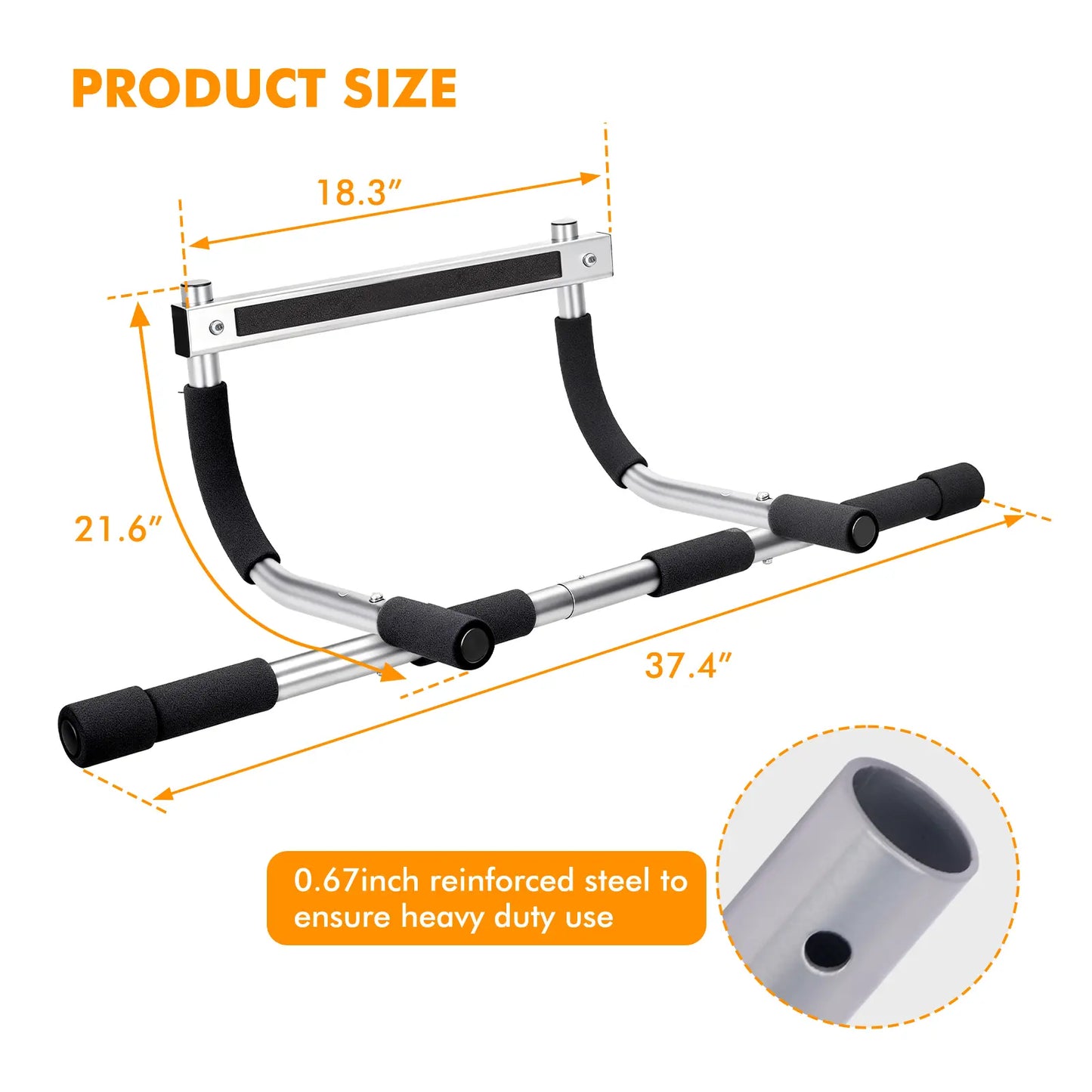 Pull up Bar for Doorway ,Thickened Steel Max Limit 440 Lbs Upper Body Fitness Workout Bar,Portable Strength Training Door Frame Pull-Up Bars,Door Workout Bar with Foam Grips for Home