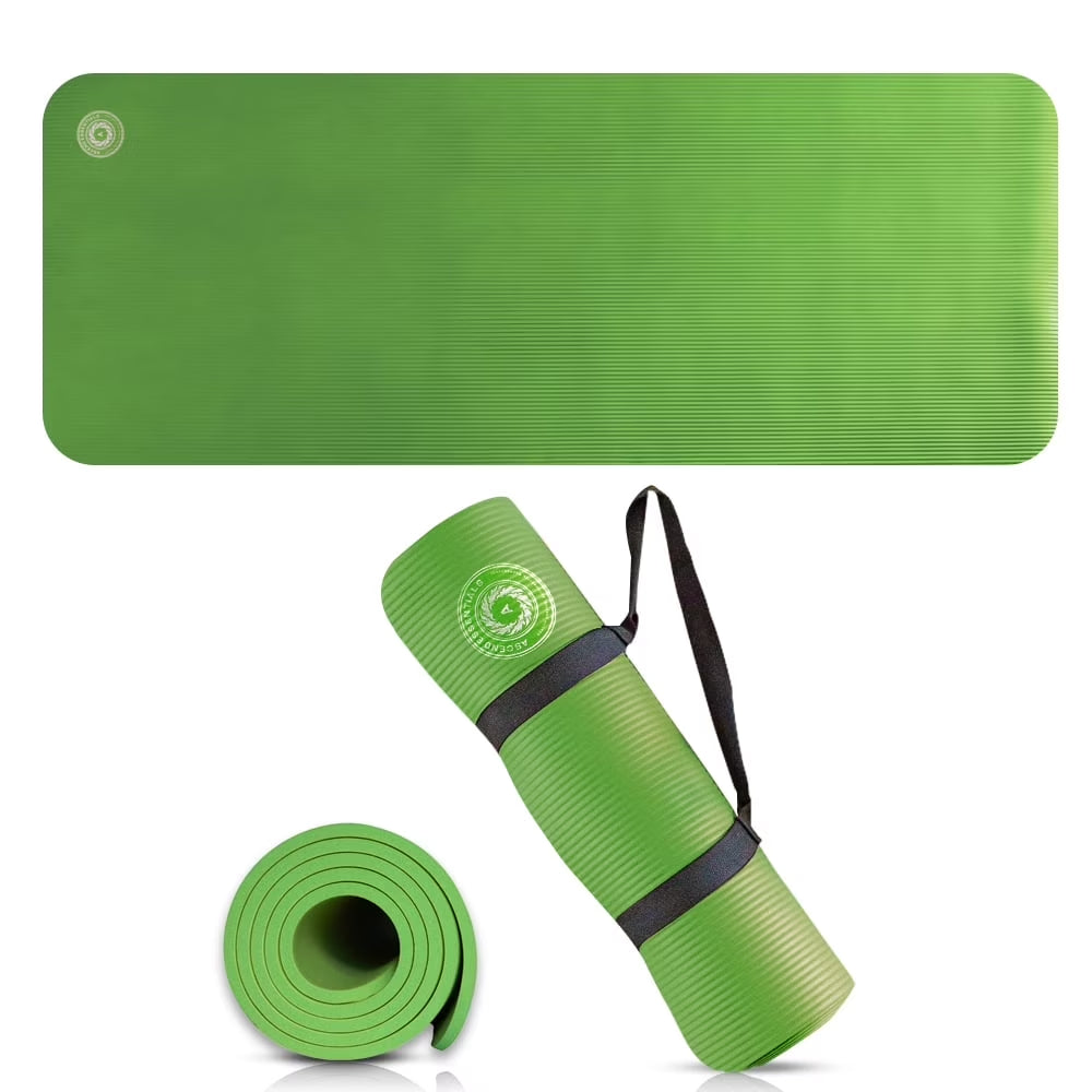 Yoga Mat 10 Mm Thickness with Carry Strap | Lightweight and Non Slip Yoga Mat for Pilates, Yoga | Free Ebook for Mat Workouts