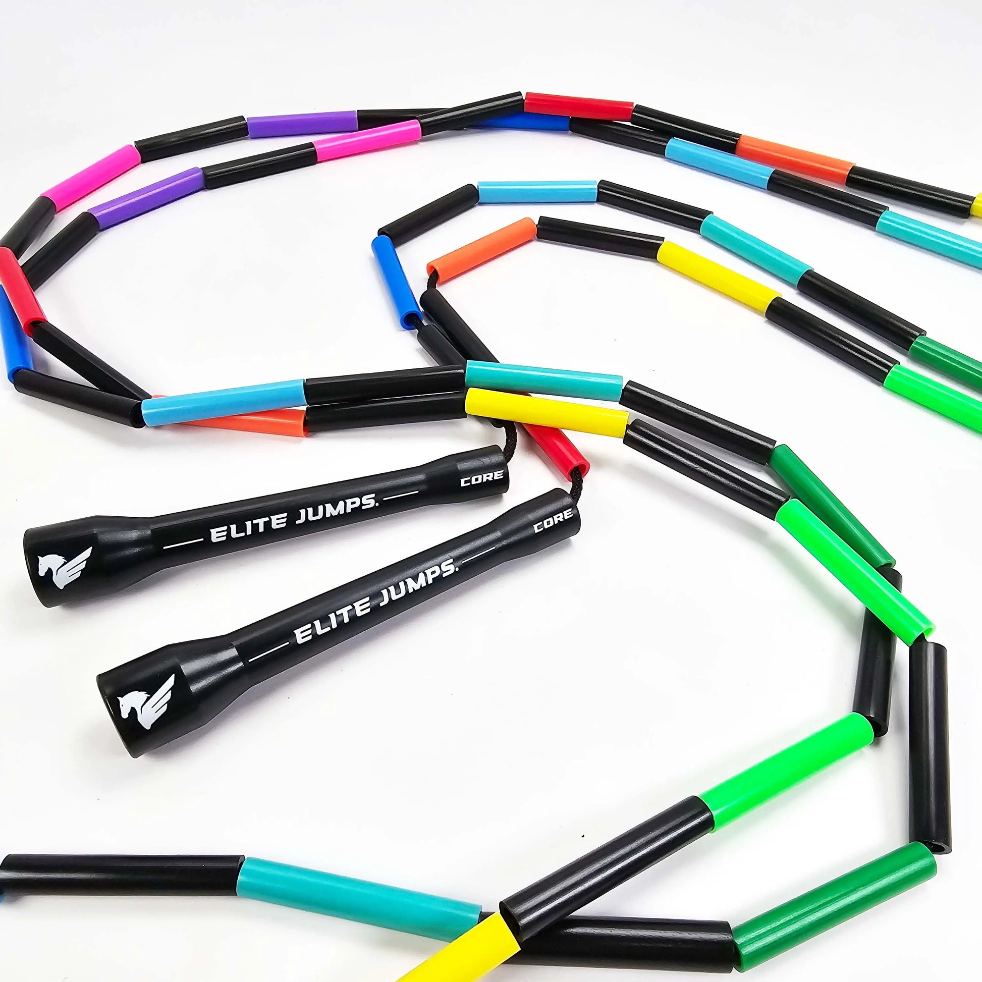 Elite Jumps Rainbow Redux Double Dutch Jump Rope 14Ft, 2 Pack | 2" Beaded Double Dutch Jump Rope for Adults & Kids | Made with Unbreakable Handles and Shatterproof Beads