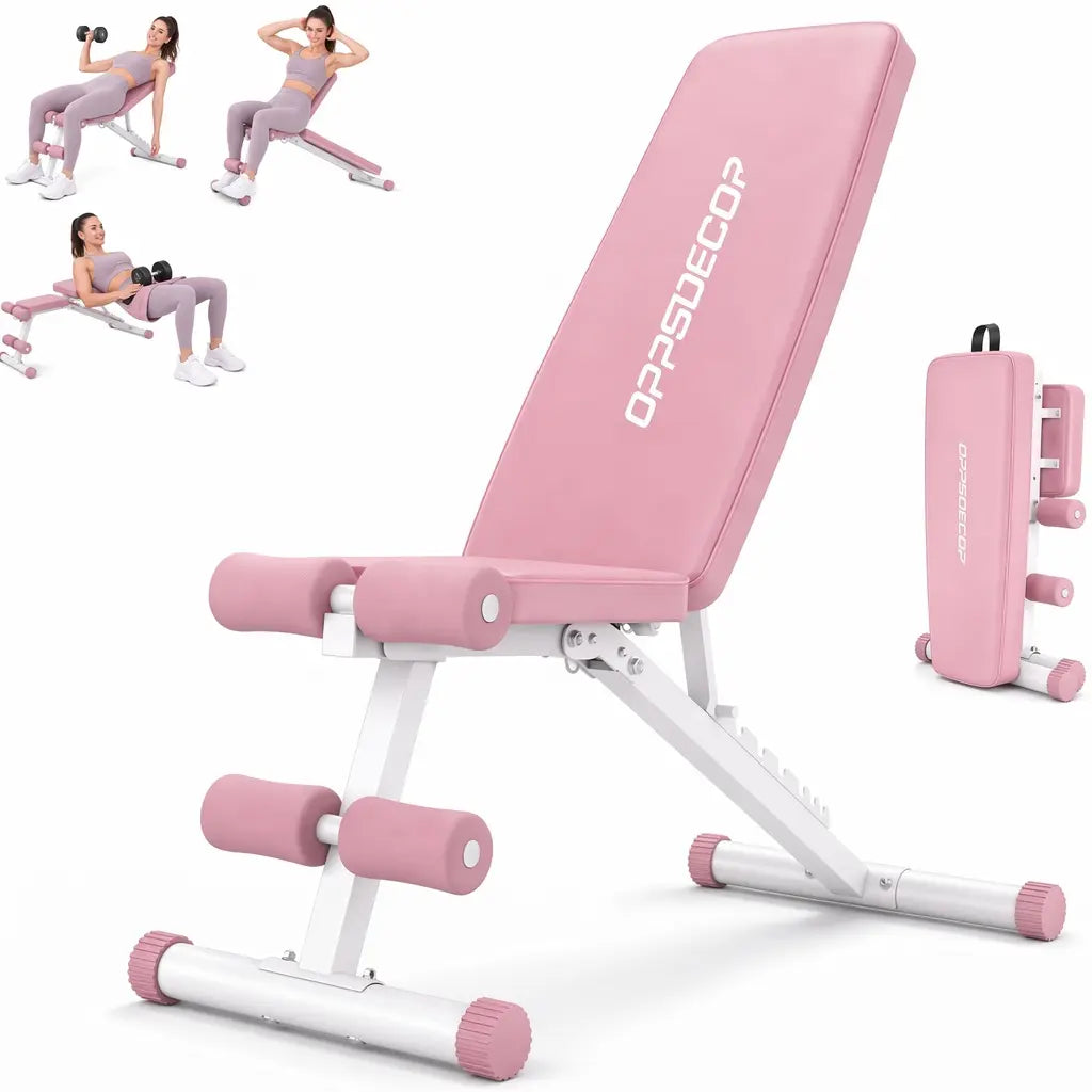 OPPSDECOR Adjustable Weight Bench - Full Body Strength Training Workout Equipment for Home Workout, Home Gym Equipment, 3S Fast Folding, Father'S Day Gifts (Black, White, Pink) Tiktokshopbacktoschool, Fit at Home