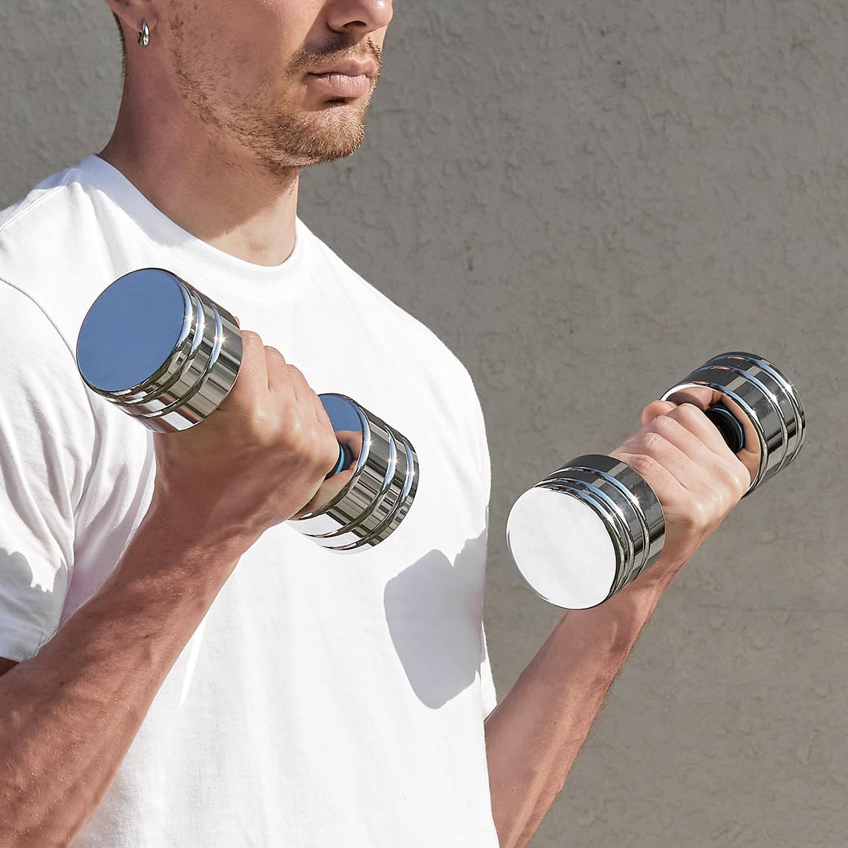 Steel Dumbbells Ultracompact & Adjustable Chrome Dumbbell