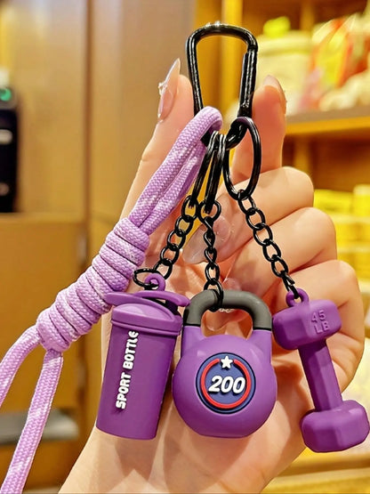 Dumbbell and Barbell Keychain Set, Gym Keychain, Creative Fitness Accessories, DIY Keychains & Bag Charms, Keychain Wristlet Strap, Keychain Accessory, Perfect Gift for Holi