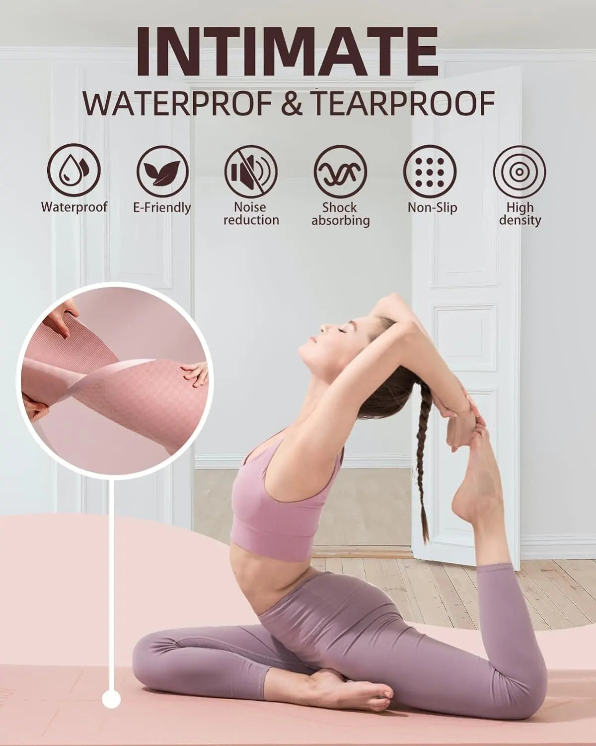 Hello Life - Premium Tottoy Yoga Mat Extra Wide Non-Slip TPE Mat for Exercise Fitness 72"X32"X1/3" for Women & Men