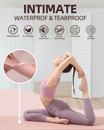 Hello Life - Premium Tottoy Yoga Mat Extra Wide Non-Slip TPE Mat for Exercise Fitness 72"X32"X1/3" for Women & Men