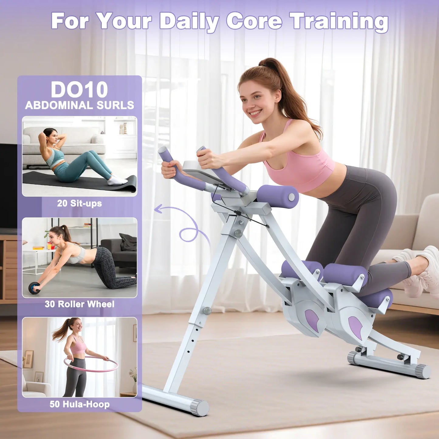 Bearbro Adjustable Ab Trainer with LCD Monitor, 4 Resistance Levels, Foldable Core Workout Machine for Home Gym,Blackfriday